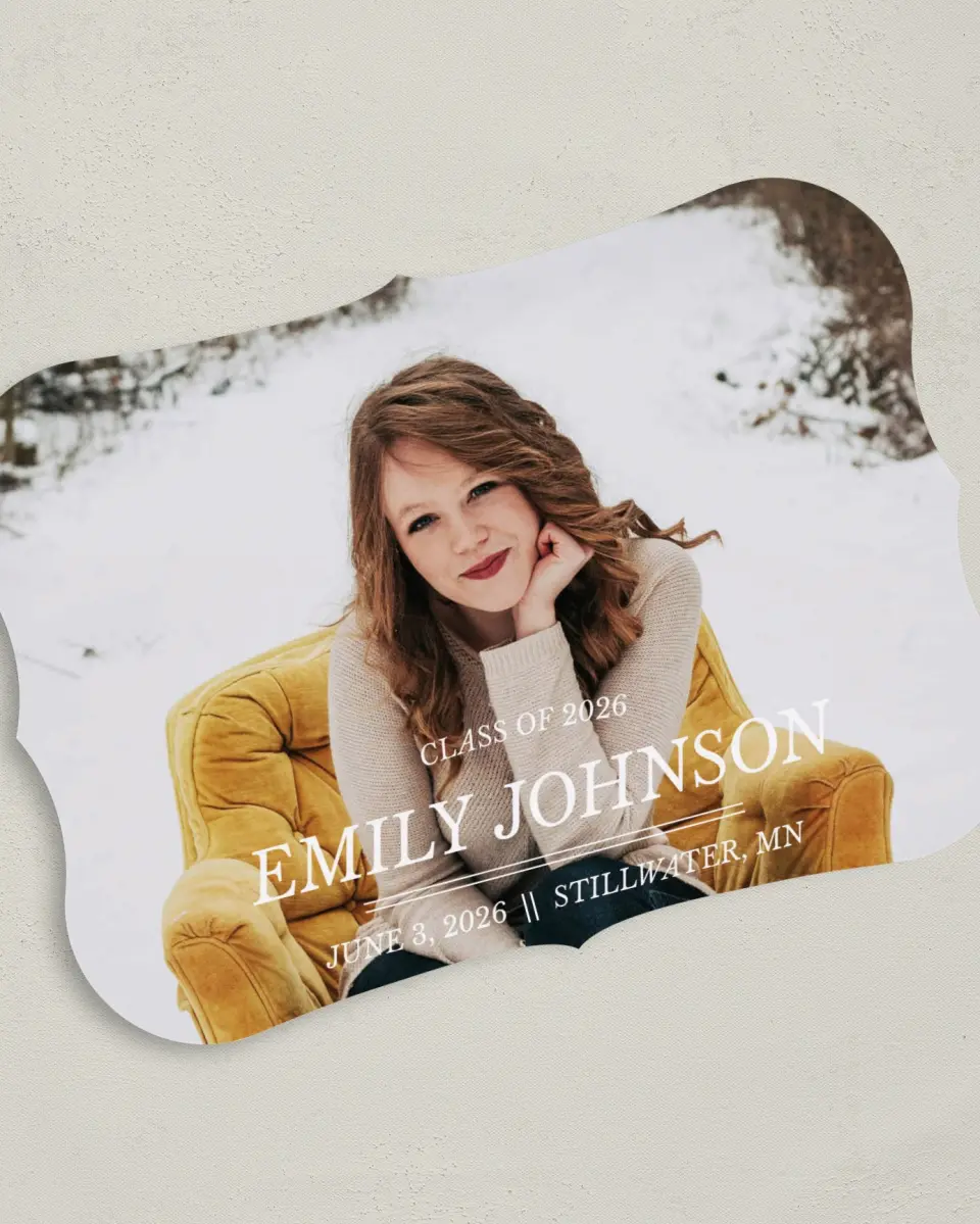 This is a 5" x 7" Graduation Announcement Card called Savvy Success printed in full color on Premium Smooth paper