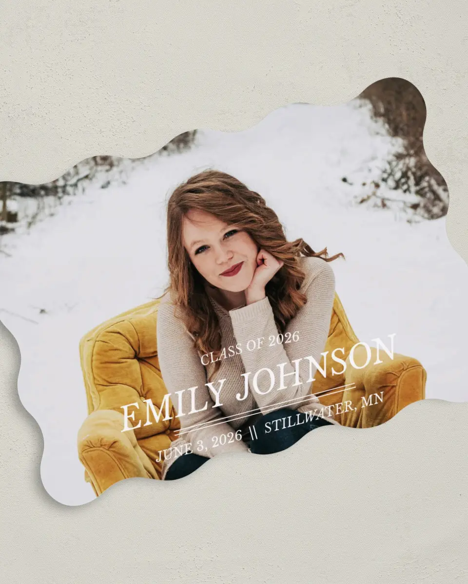 This is a 5" x 7" Graduation Announcement Card called Savvy Success printed in full color on Premium Smooth paper