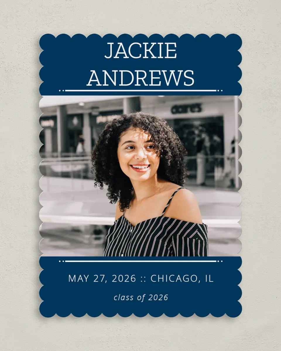 This is a 5" x 7" Graduation Announcement Card called Charmed Success printed in full color on Premium Smooth paper