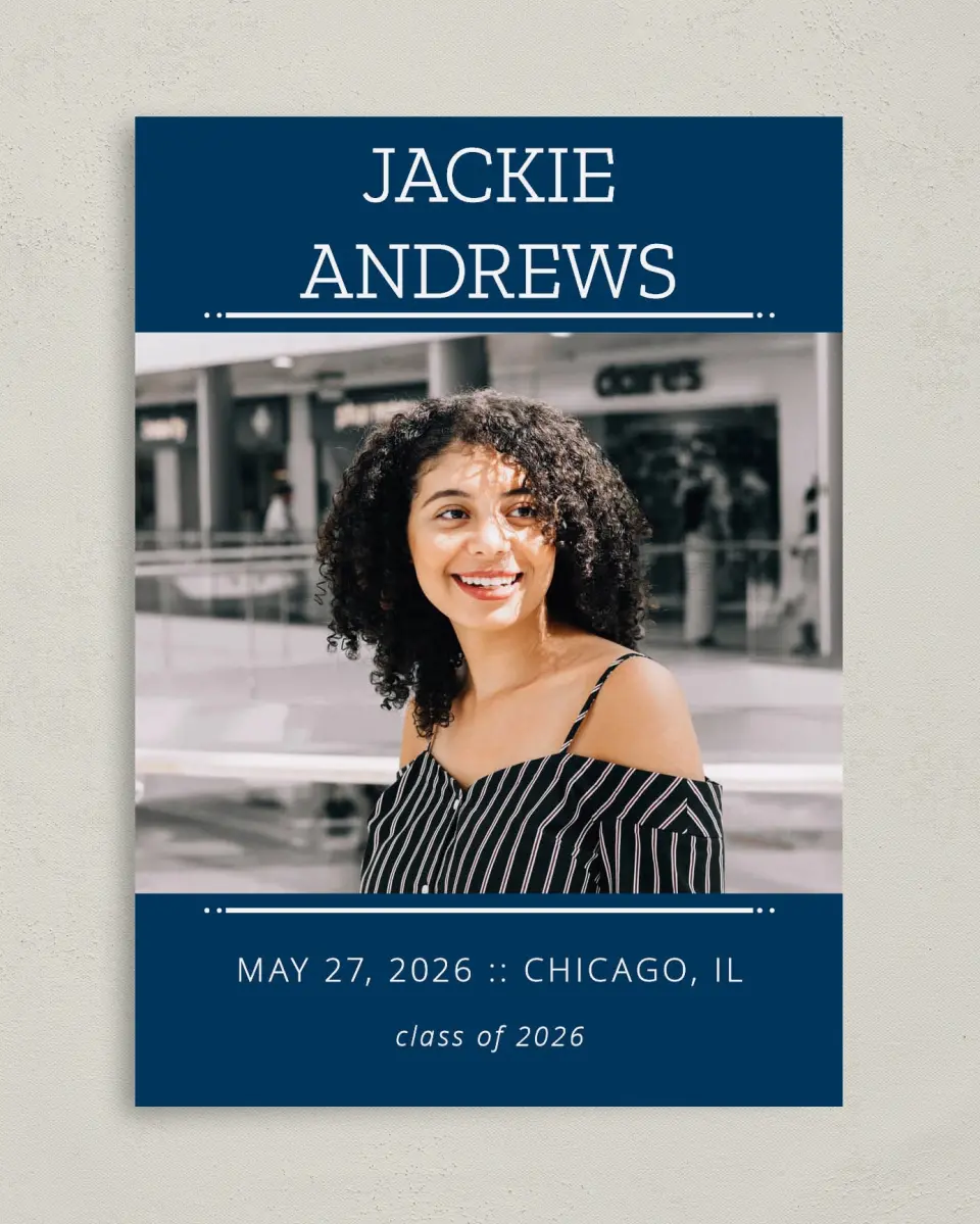 This is a 5" x 7" Graduation Announcement Card called Charmed Success printed in full color on Premium Smooth paper