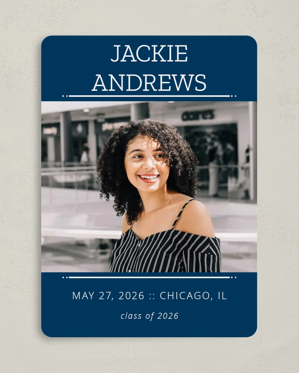This is a 5" x 7" Graduation Announcement Card called Charmed Success printed in full color on Premium Smooth paper