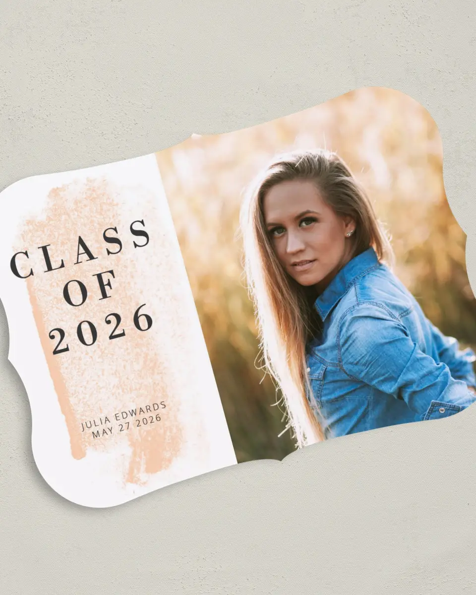 This is a 5" x 7" Graduation Announcement Card called Tranquil Tribute printed in full color on Premium Smooth paper