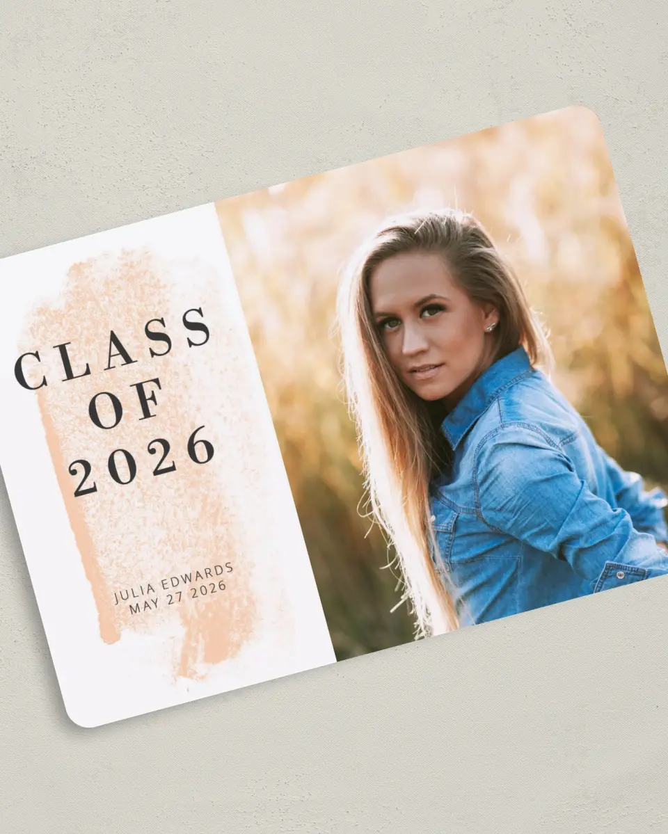 This is a 5" x 7" Graduation Announcement Card called Tranquil Tribute printed in full color on Premium Smooth paper