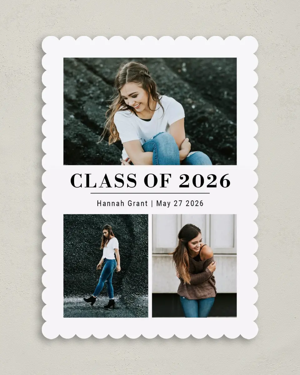 This is a 5" x 7" Graduation Announcement Card called Marvelous Marble printed in full color on Premium Smooth paper