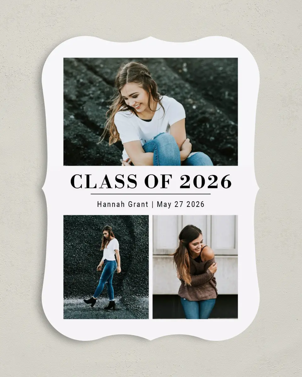 This is a 5" x 7" Graduation Announcement Card called Marvelous Marble printed in full color on Premium Smooth paper