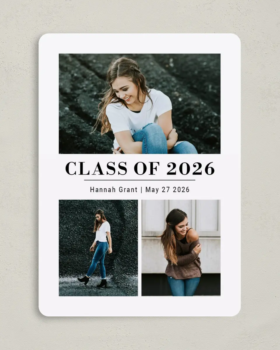This is a 5" x 7" Graduation Announcement Card called Marvelous Marble printed in full color on Premium Smooth paper