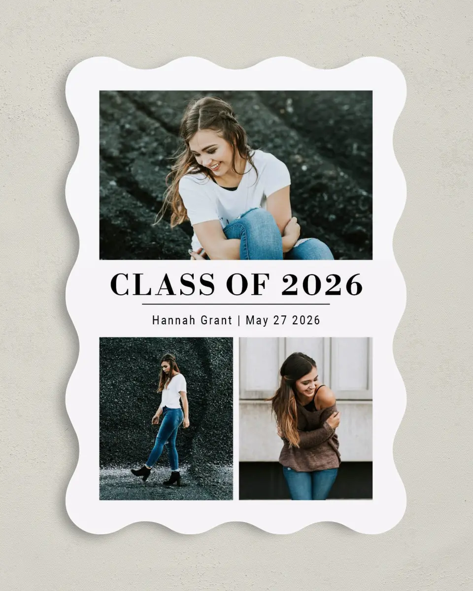 This is a 5" x 7" Graduation Announcement Card called Marvelous Marble printed in full color on Premium Smooth paper