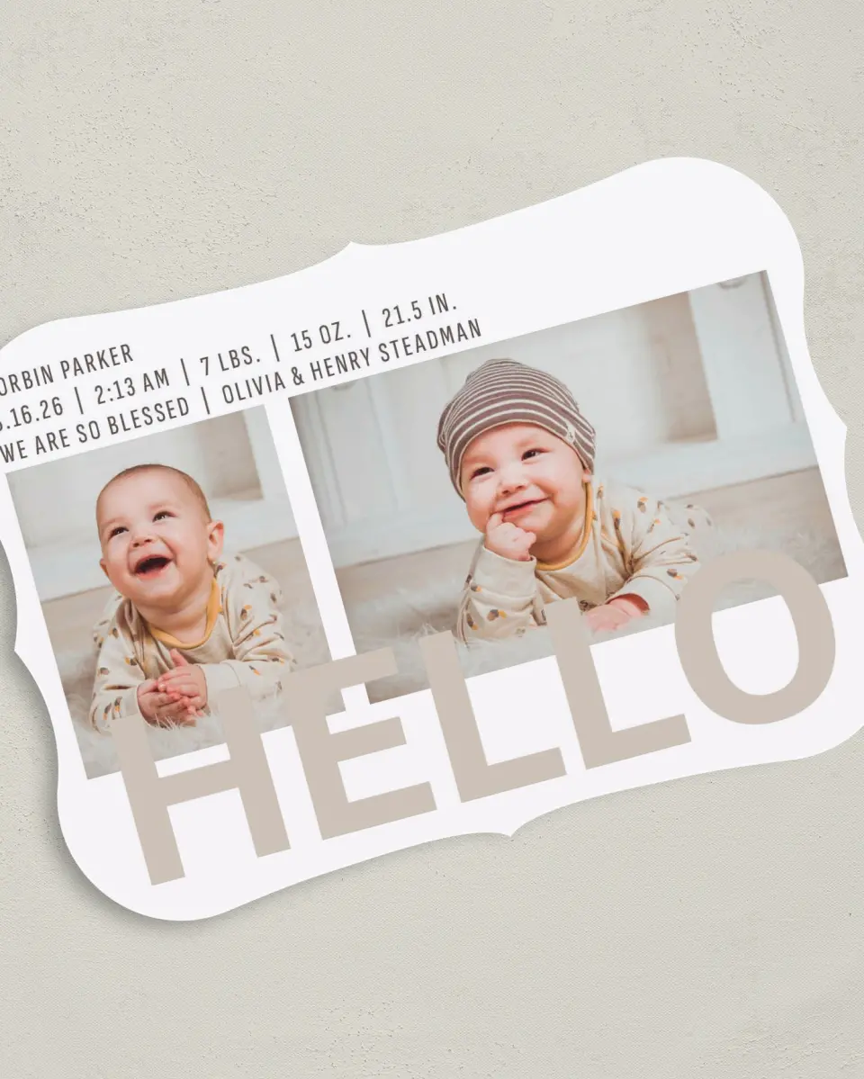 This is a 5" x 7" Birth Announcement Card called I'm Here! printed in full color on Premium Smooth paper