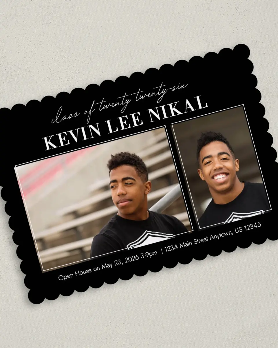 This is a 5" x 7" Graduation Announcement Card called Shining Moment printed in full color on Premium Smooth paper