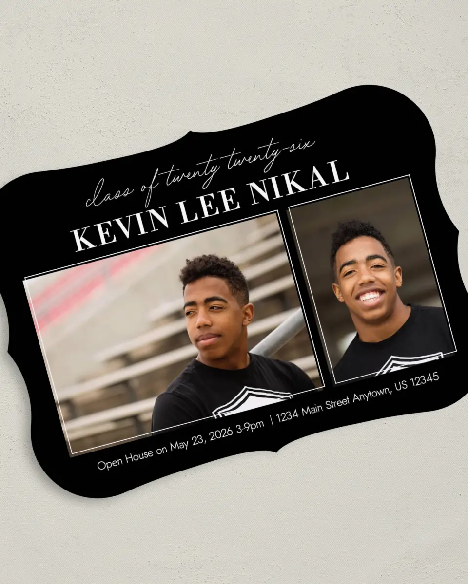 This is a 5" x 7" Graduation Announcement Card called Shining Moment printed in full color on Premium Smooth paper