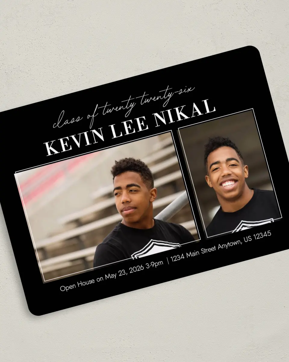 This is a 5" x 7" Graduation Announcement Card called Shining Moment printed in full color on Premium Smooth paper