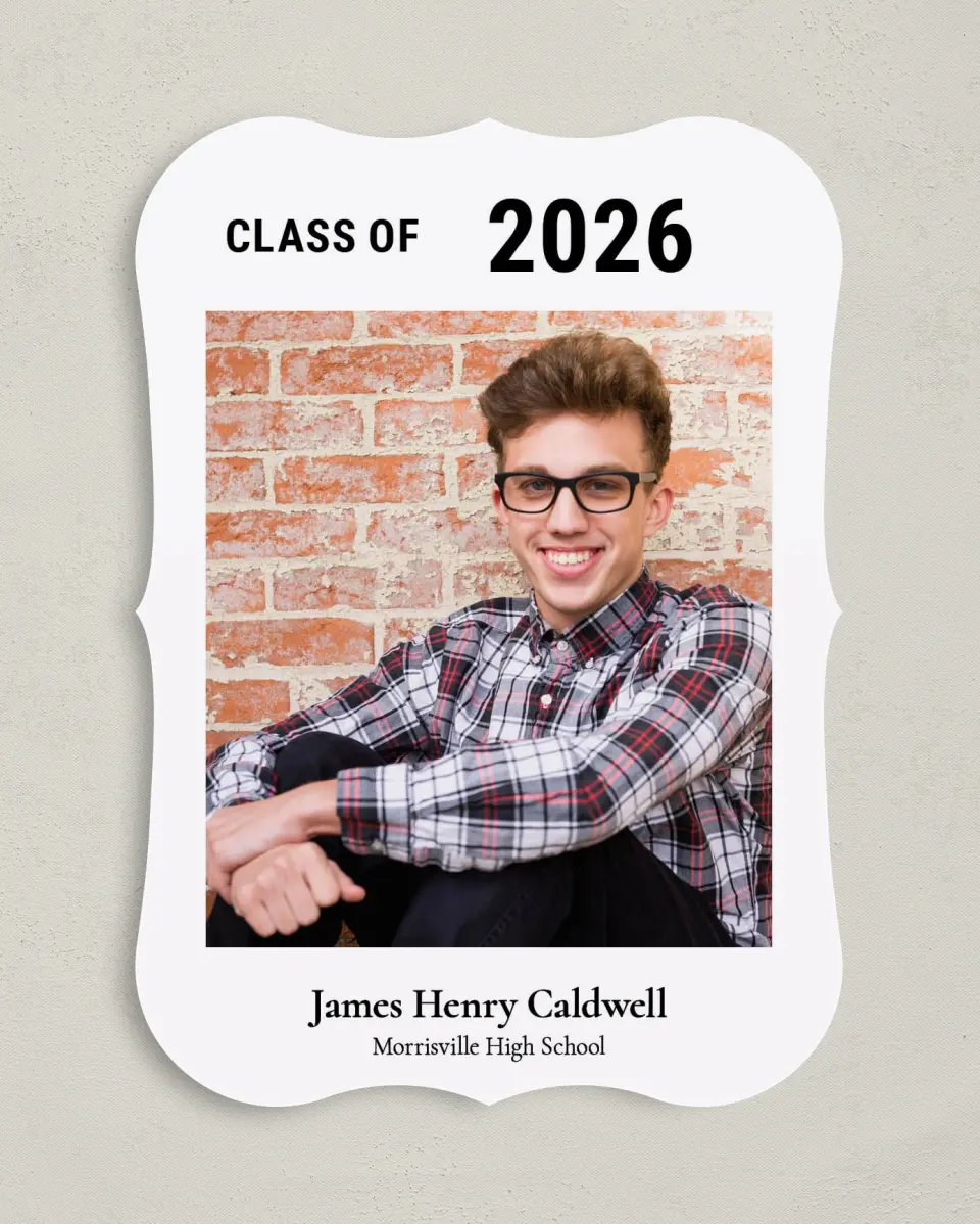 This is a 5" x 7" Graduation Announcement Card called Classy Grad Gallery printed in full color on Premium Smooth paper