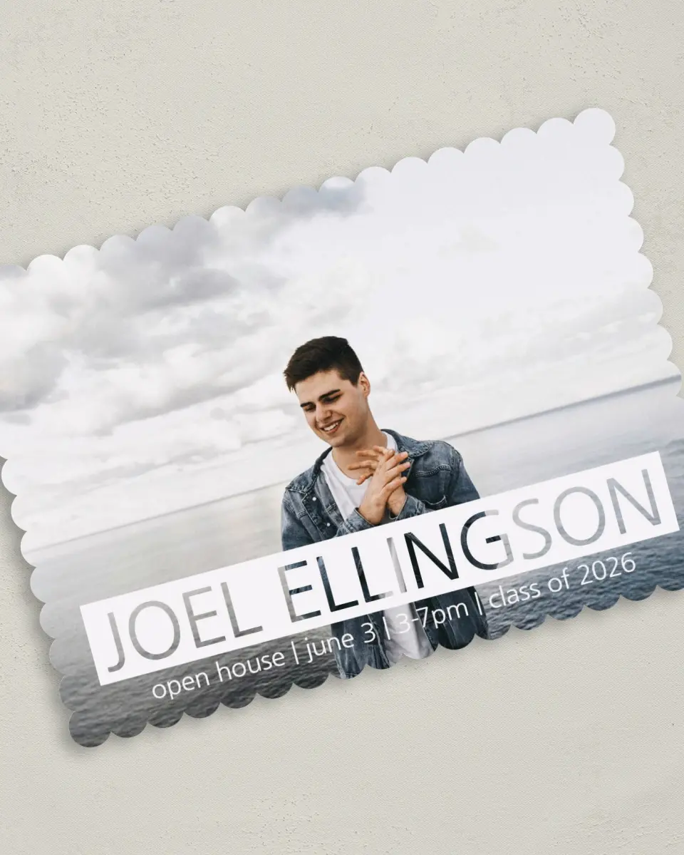This is a 5" x 7" Graduation Announcement Card called Plaid Class printed in full color on Premium Smooth paper
