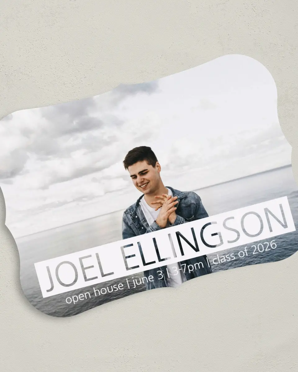 This is a 5" x 7" Graduation Announcement Card called Plaid Class printed in full color on Premium Smooth paper