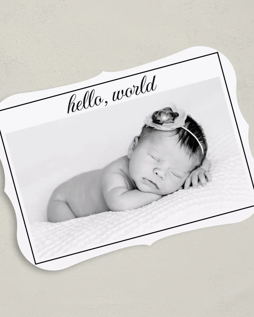 This is a 5" x 7" Birth Announcement Card called Lovely Sight printed in full color on Premium Smooth paper