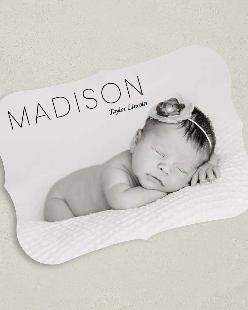This is a 5" x 7" Birth Announcement Card called Cute Sweet printed in full color on Premium Smooth paper