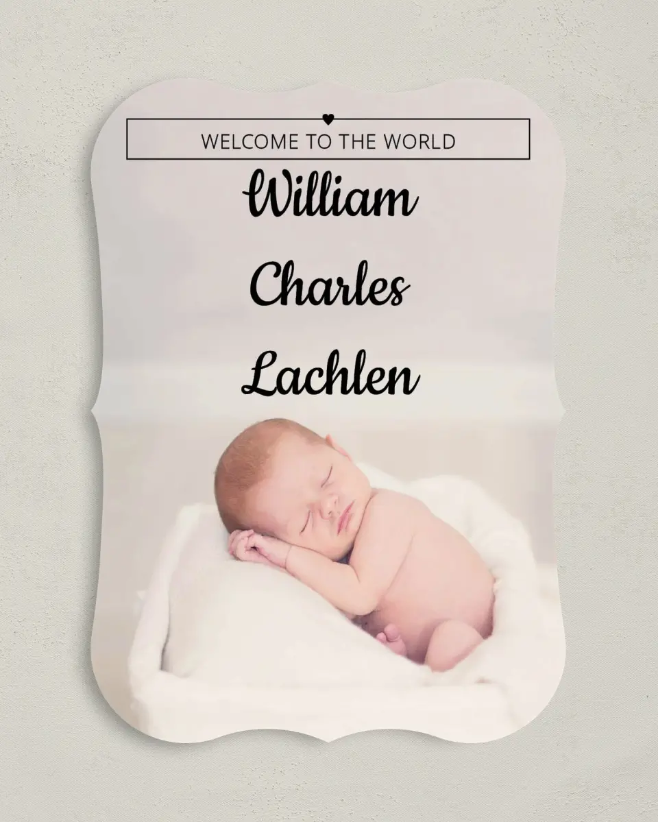 This is a 5" x 7" Birth Announcement Card called Charmng Cameo printed in full color on Premium Smooth paper
