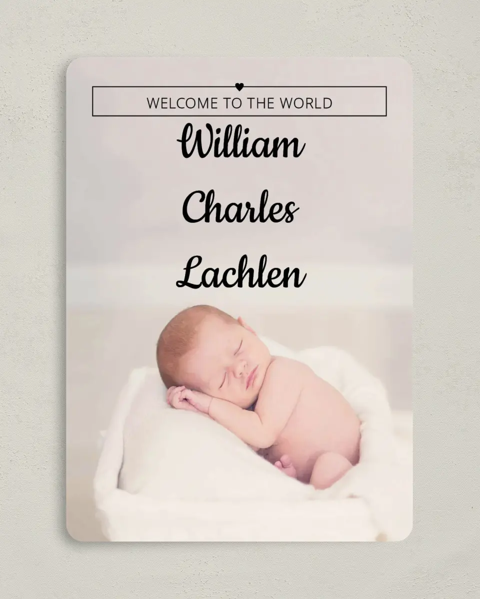 This is a 5" x 7" Birth Announcement Card called Charmng Cameo printed in full color with Silver foil on Luxe Satin (coated) paper