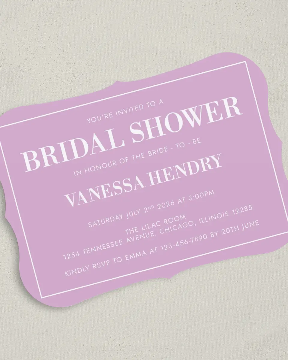 This is a 5" x 7" Bridal Shower Invitation called Mod Bride-To-Be printed in full color on Premium Smooth paper