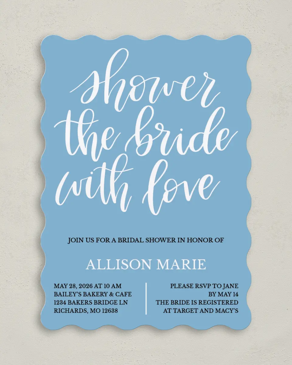This is a 5" x 7" Bridal Shower Invitation called Bridal Blessing printed in full color on Premium Smooth paper