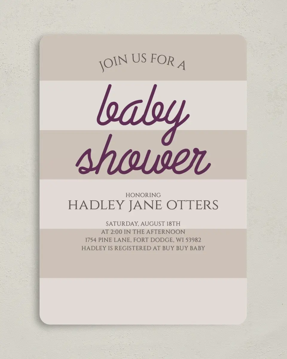 This is a 5" x 7" Baby Shower Invitation called Welcome, Little printed in full color on Premium Smooth paper