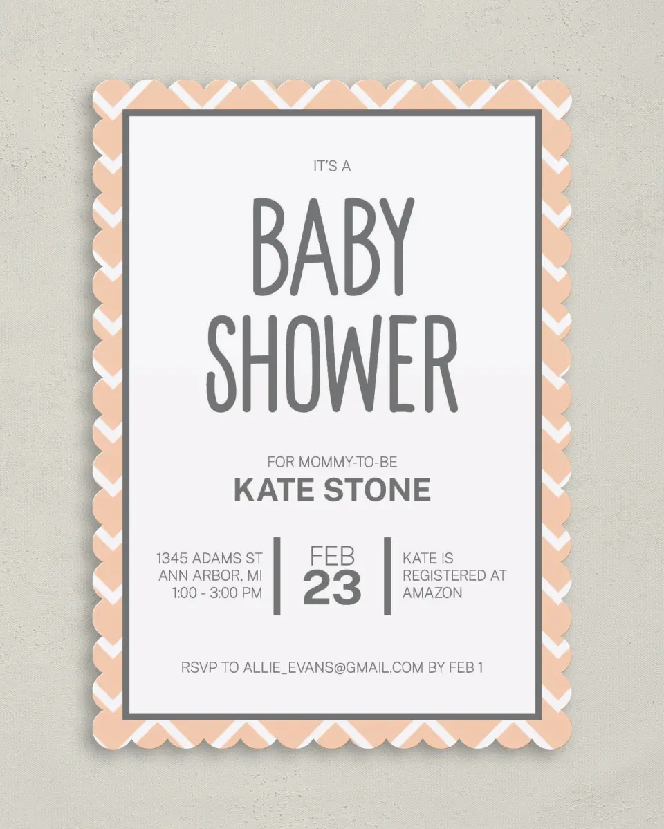 This is a 5" x 7" Baby Shower Invitation called Goodness, Baby printed in full color on Premium Smooth paper