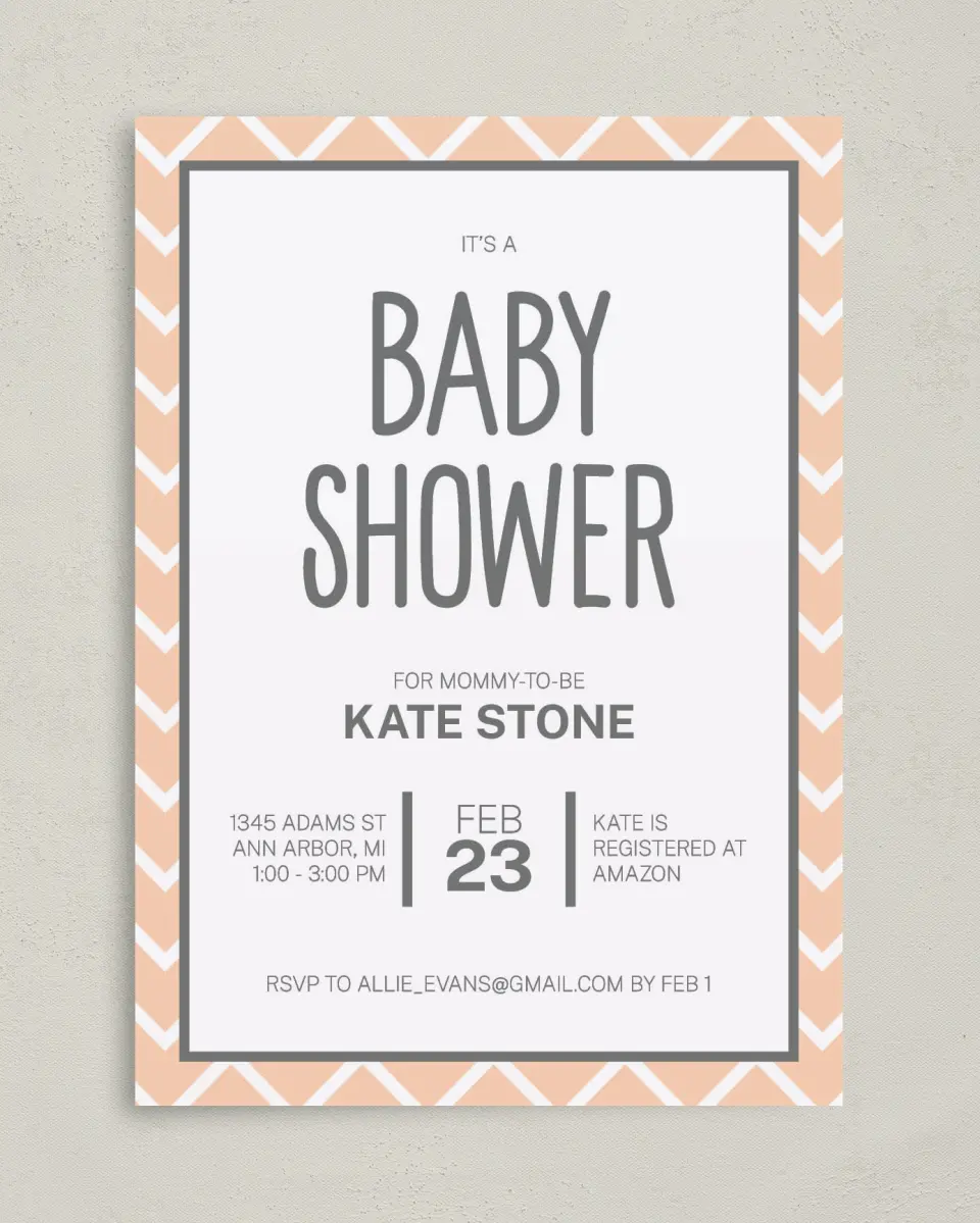 This is a 5" x 7" Baby Shower Invitation called Goodness, Baby printed in full color on Premium Smooth paper