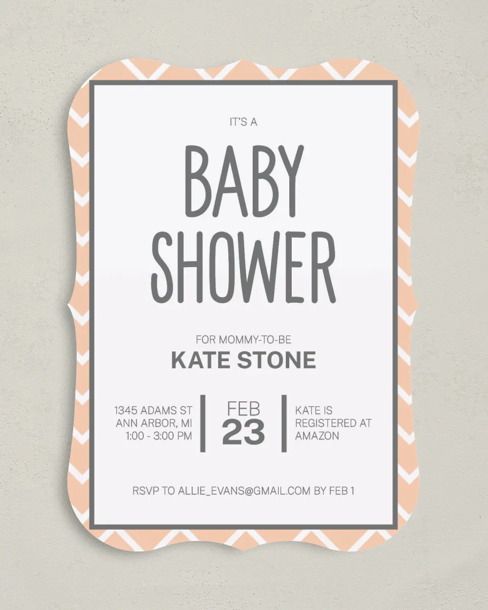 This is a 5" x 7" Baby Shower Invitation called Goodness, Baby printed in full color on Premium Smooth paper