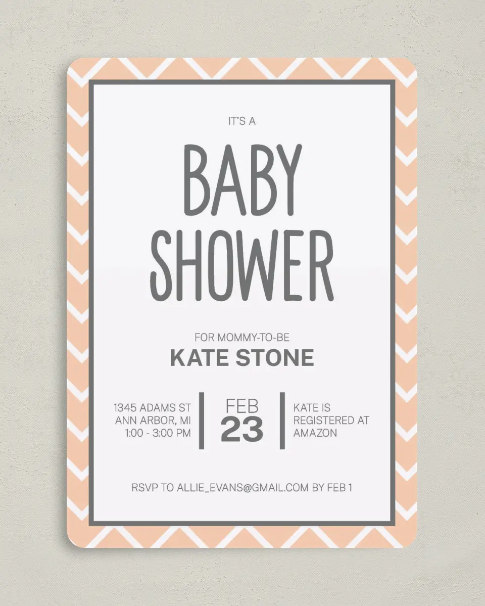 This is a 5" x 7" Baby Shower Invitation called Goodness, Baby printed in full color on Premium Smooth paper