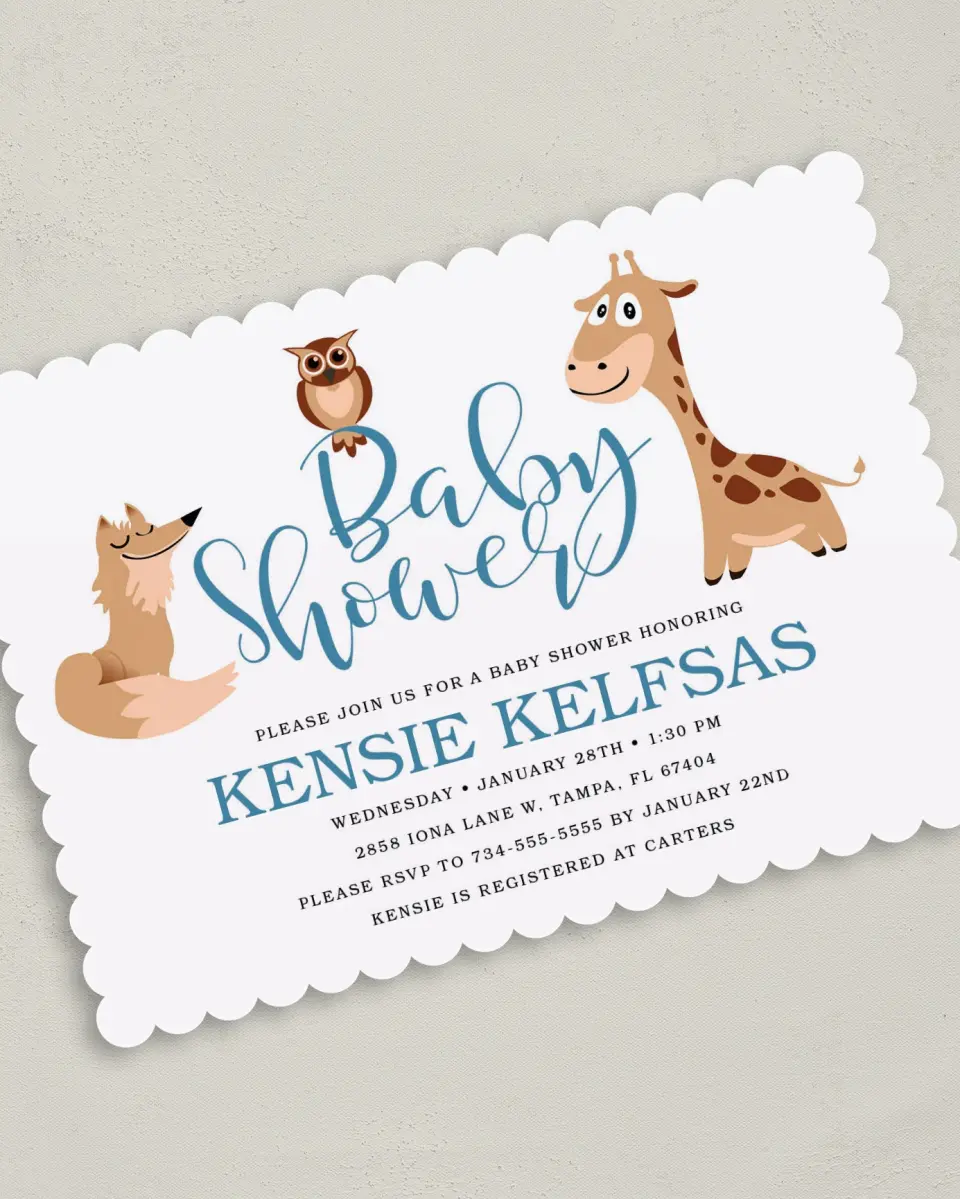 This is a 5" x 7" Baby Shower Invitation called Beloved Baby printed in full color on Premium Smooth paper