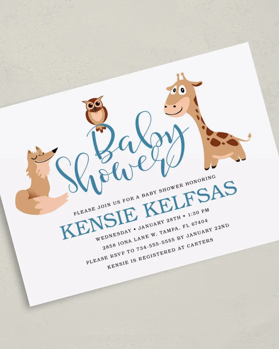 This is a 5" x 7" Baby Shower Invitation called Beloved Baby printed in full color on Premium Smooth paper