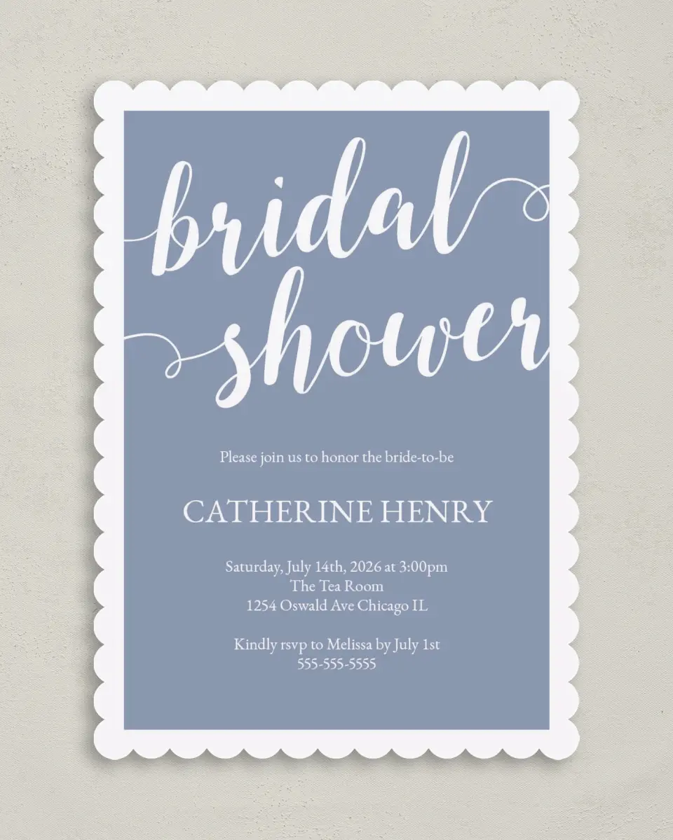 This is a 5" x 7" Bridal Shower Invitation called Whimsical Shower printed in full color on Premium Smooth paper
