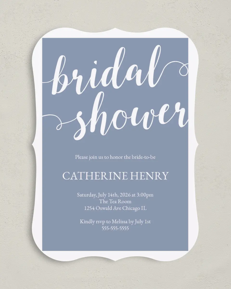 This is a 5" x 7" Bridal Shower Invitation called Whimsical Shower printed in full color on Premium Smooth paper