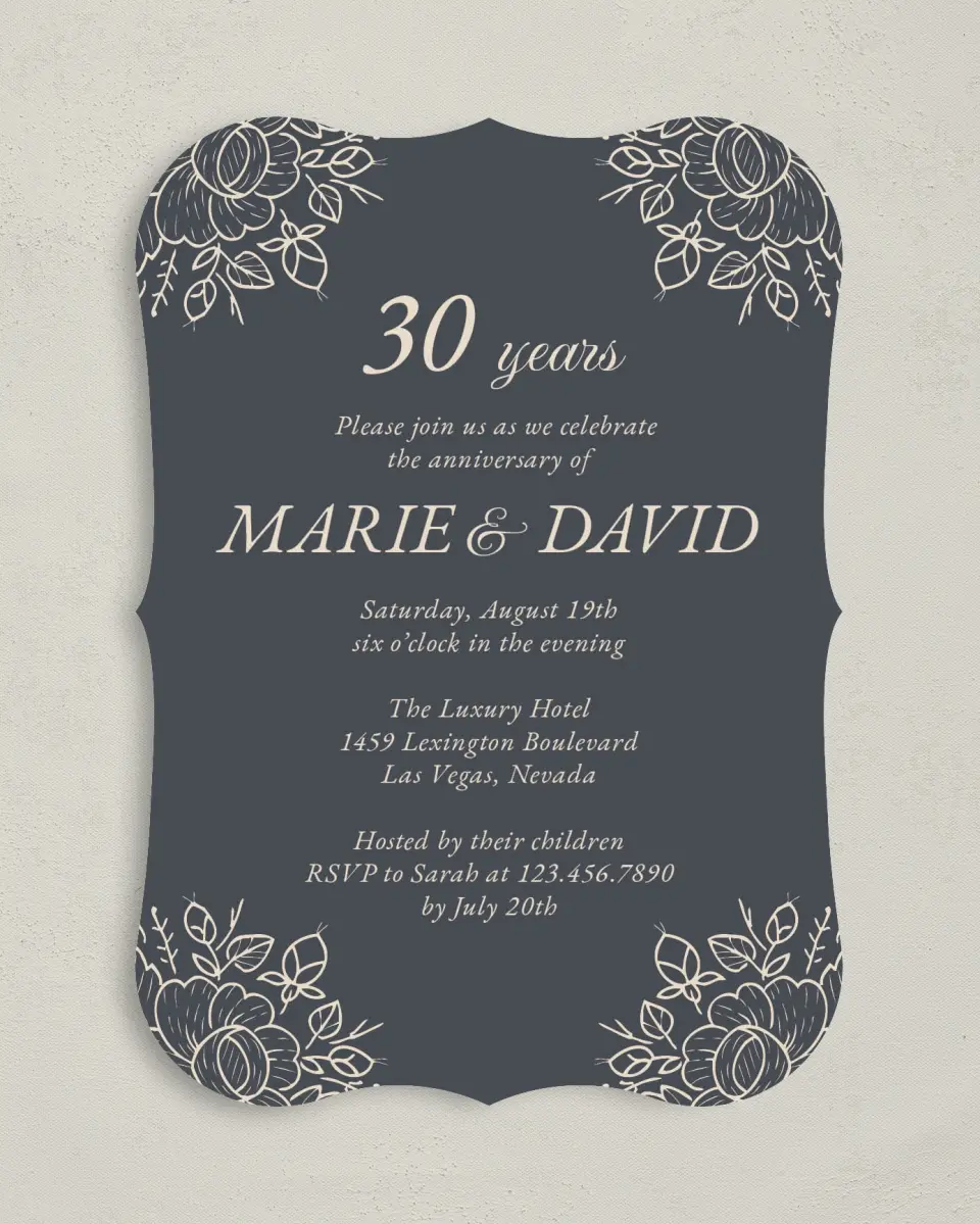 This is a 5" x 7" Anniversary Invitation called Anniversary Bouquet printed in full color on Premium Smooth paper