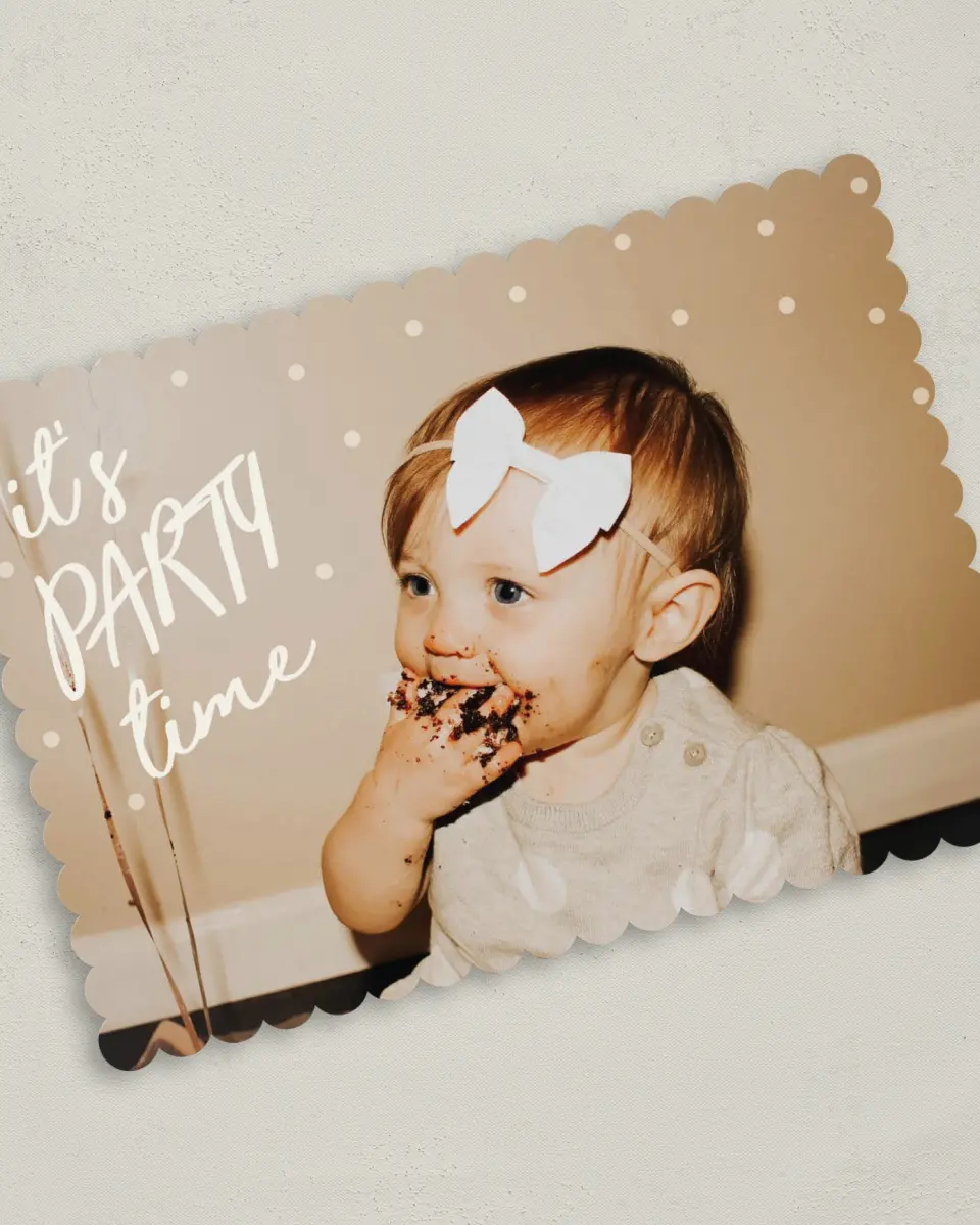 This is a 5" x 7" Birthday Party Invitation called Lotsa Dots printed in full color on Premium Smooth paper
