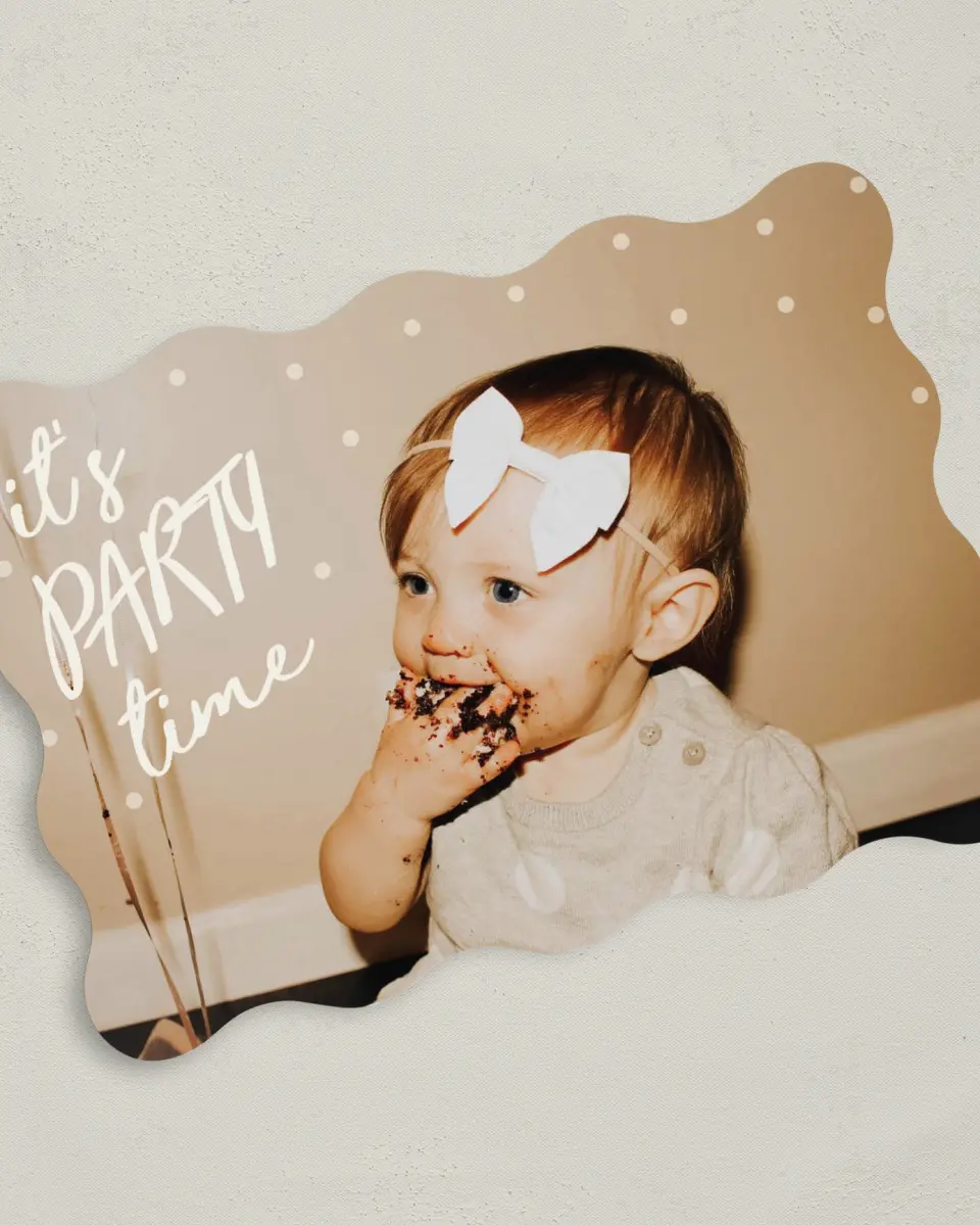 This is a 5" x 7" Birthday Party Invitation called Lotsa Dots printed in full color on Premium Smooth paper