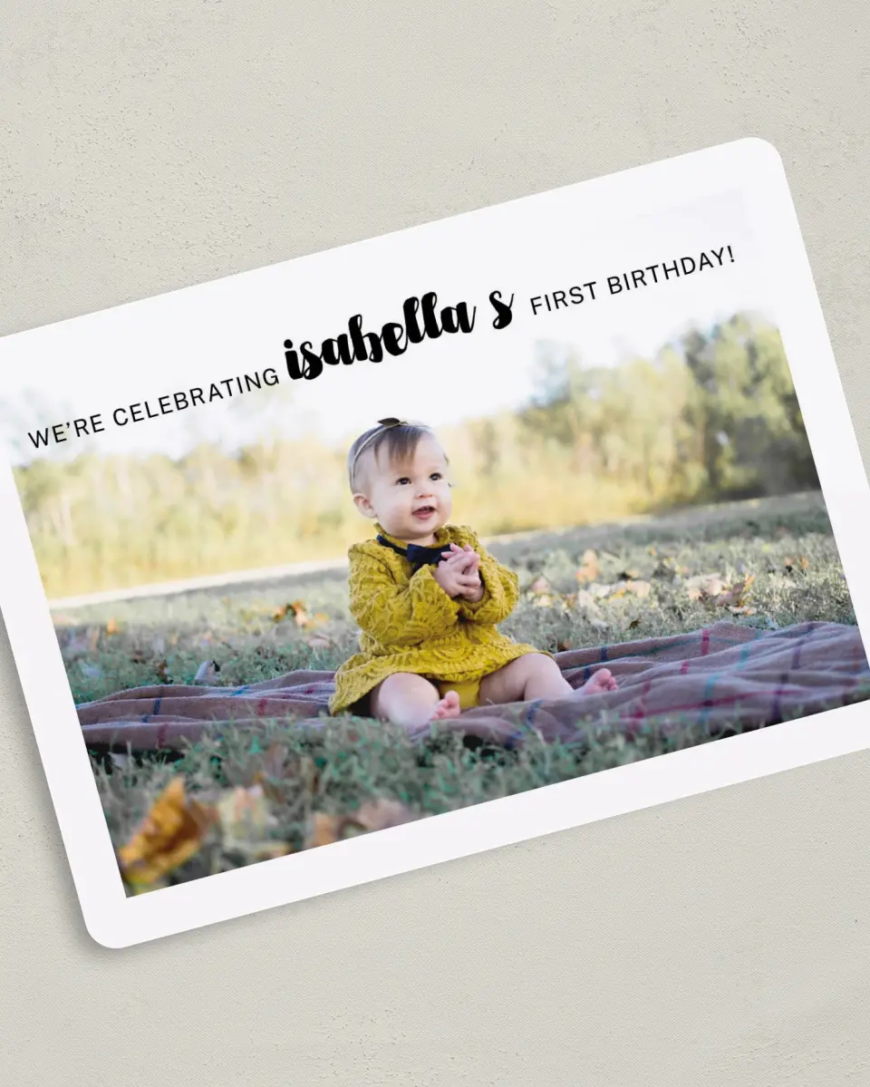 This is a 5" x 7" Birthday Party Invitation called Glowing Love printed in full color on Premium Smooth paper