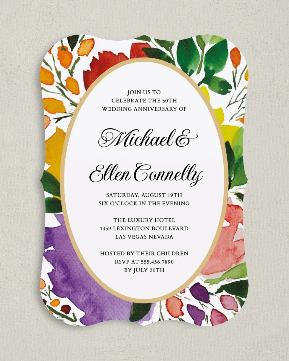 This is a 5" x 7" Anniversary Invitation called Our Love Grows printed in full color on Premium Smooth paper