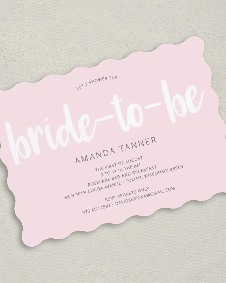 This is a 5" x 7" Bridal Shower Invitation called Bride-To-Be Beauty printed in full color on Premium Smooth paper