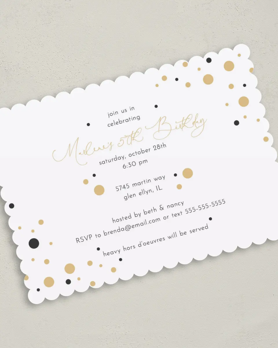 This is a 5" x 7" Birthday Party Invitation called Fabulous Fun printed in full color on Premium Smooth paper