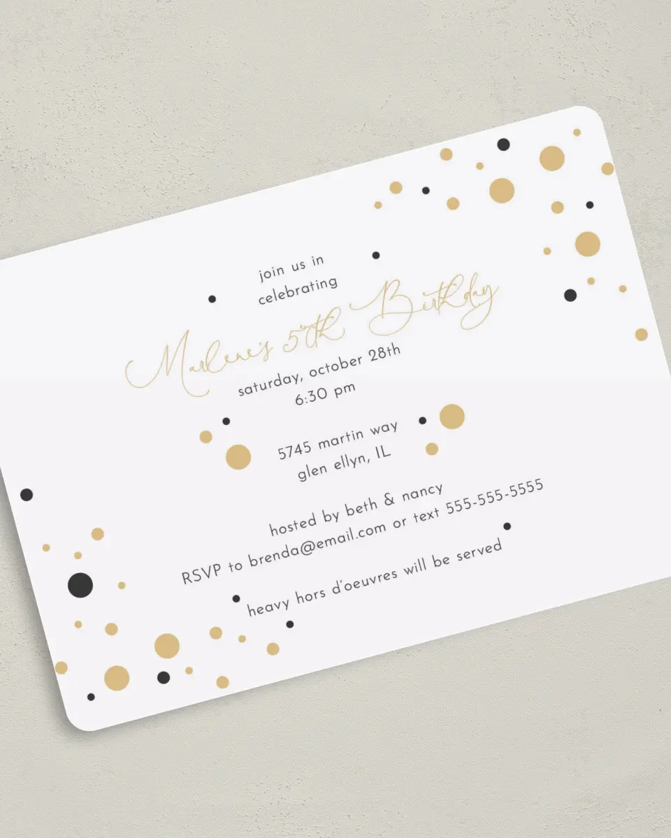 This is a 5" x 7" Birthday Party Invitation called Fabulous Fun printed in full color on Premium Smooth paper