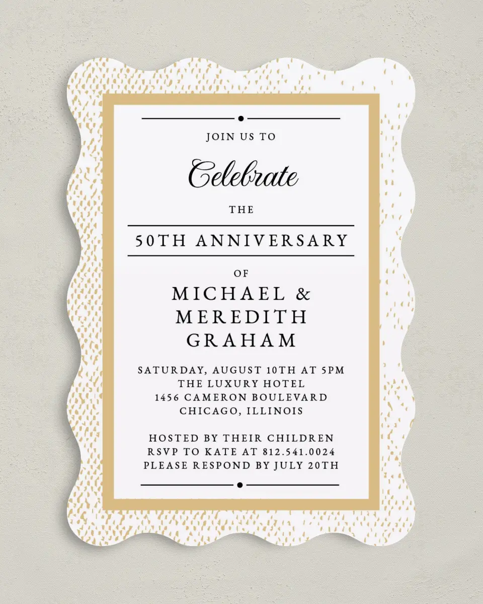 This is a 5" x 7" Anniversary Invitation called Stately Celebration printed in full color on Premium Smooth paper