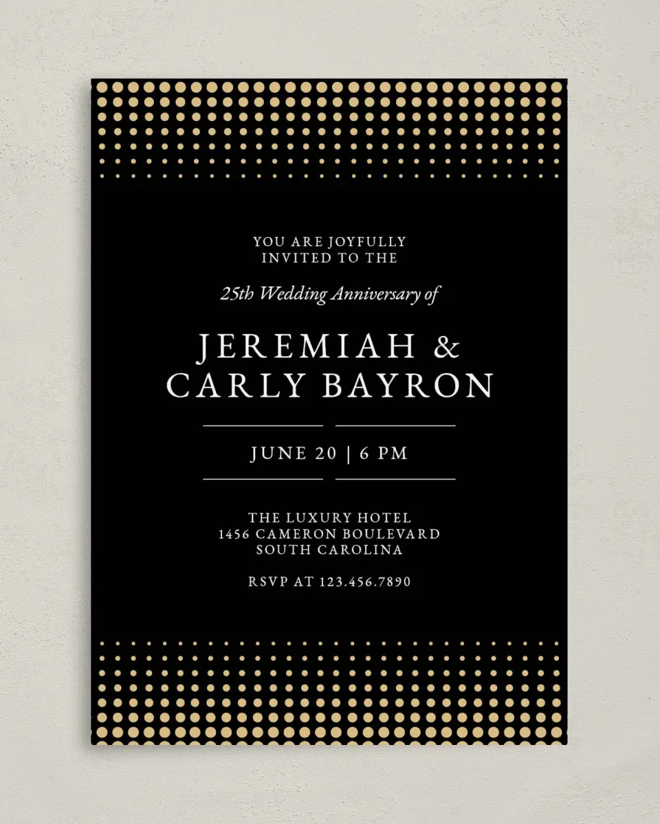 This is a 5" x 7" Anniversary Invitation called Anniversary Pearls printed in full color on Premium Smooth paper