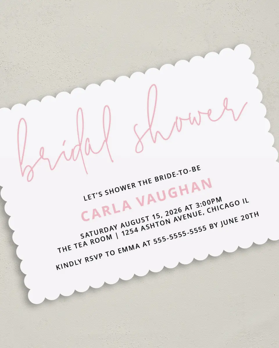 This is a 5" x 7" Bridal Shower Invitation called Sweet Chevron printed in full color with Silver foil on Luxe Satin (coated) paper