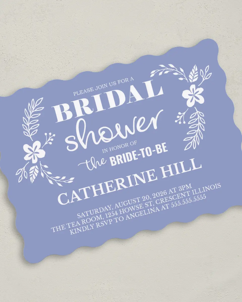 This is a 5" x 7" Bridal Shower Invitation called Chic Abundance printed in full color on Premium Smooth paper