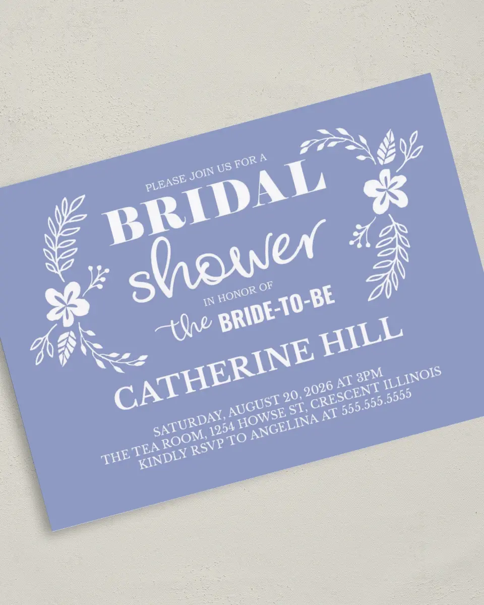 This is a 5" x 7" Bridal Shower Invitation called Chic Abundance printed in full color on Premium Smooth paper