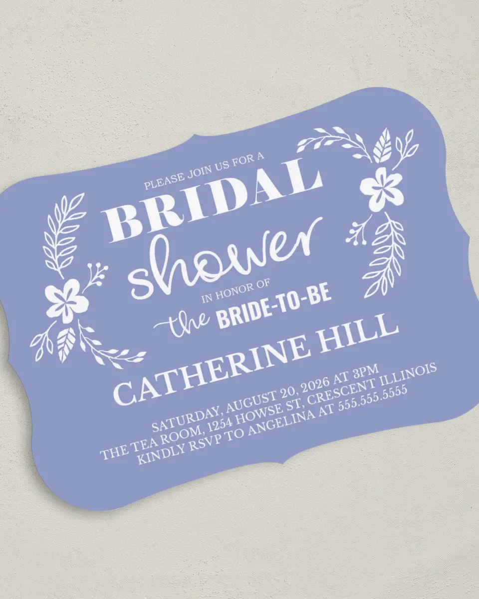 This is a 5" x 7" Bridal Shower Invitation called Chic Abundance printed in full color on Premium Smooth paper