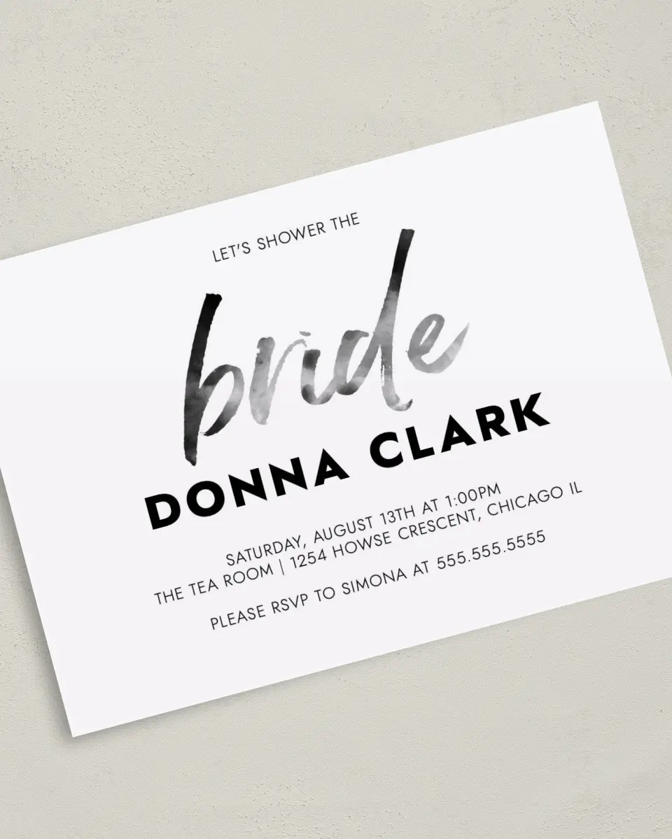 This is a 5" x 7" Bridal Shower Invitation called Modern Bliss printed in full color on Premium Smooth paper