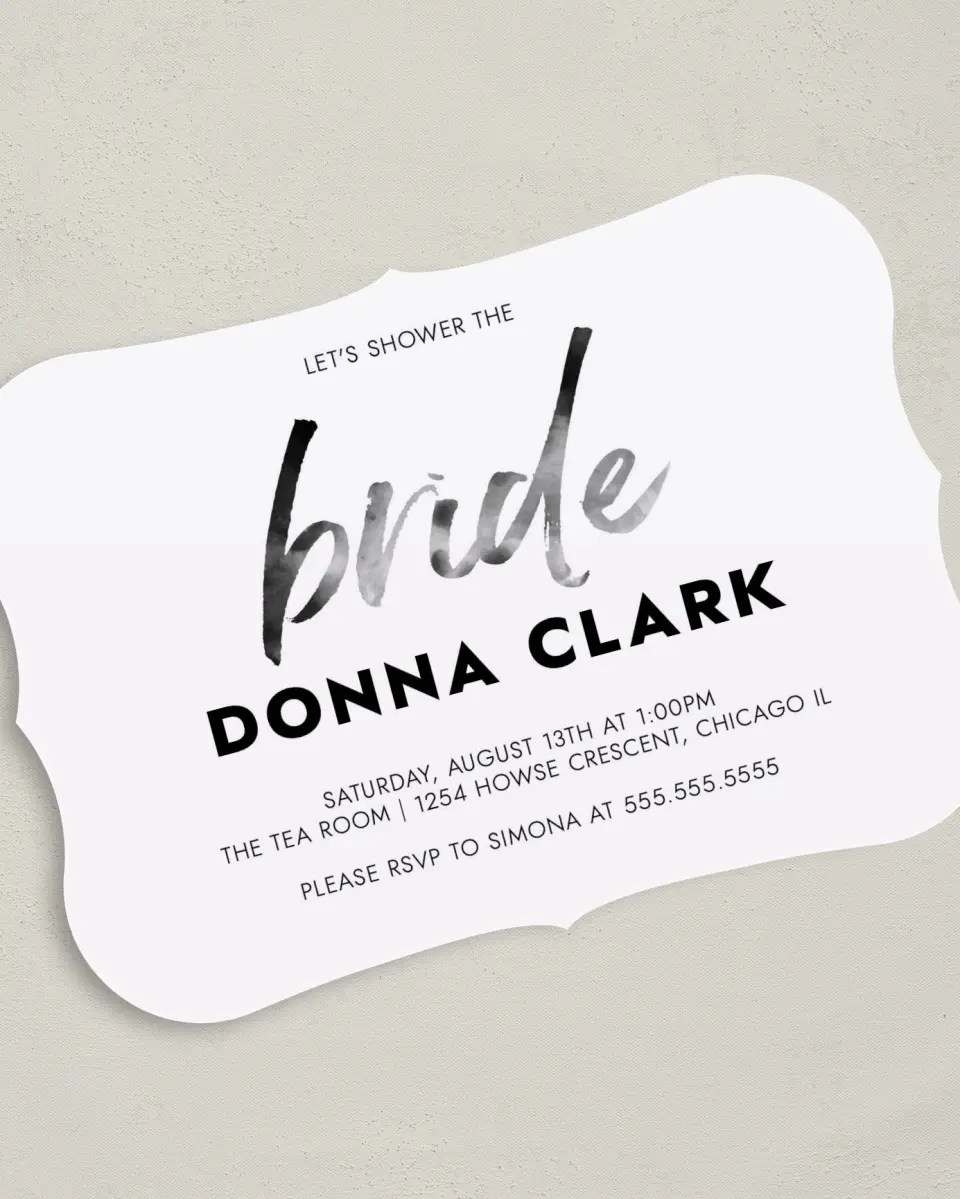 This is a 5" x 7" Bridal Shower Invitation called Modern Bliss printed in full color on Premium Smooth paper