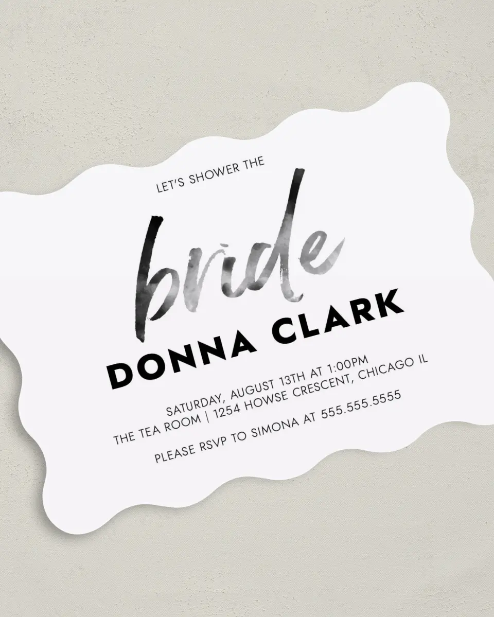 This is a 5" x 7" Bridal Shower Invitation called Modern Bliss printed in full color on Premium Smooth paper